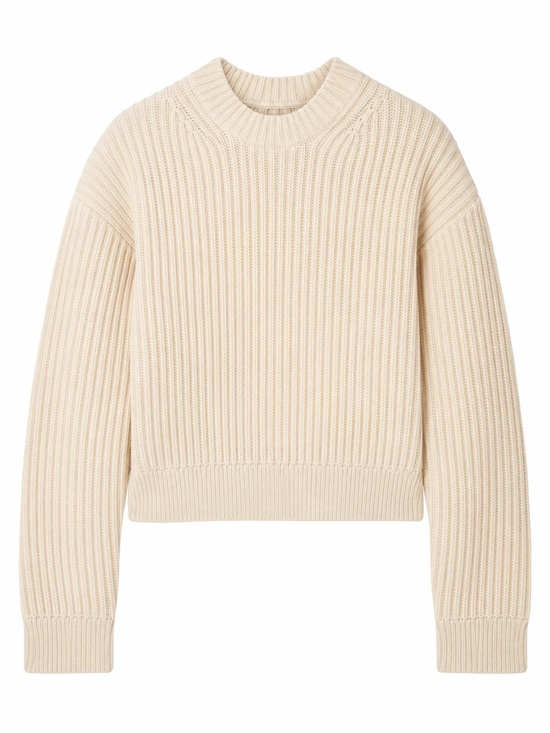 Acne Studios Sweaters - Acne Studios Cream Chunky Ribbed Cotton Knit Sweater Size S